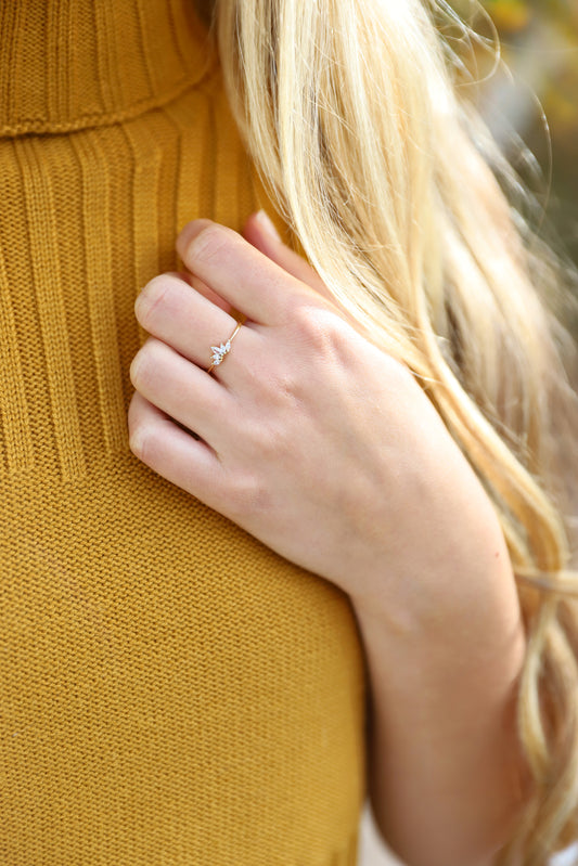 Sterling Silver Petite Marquise Cluster Ring