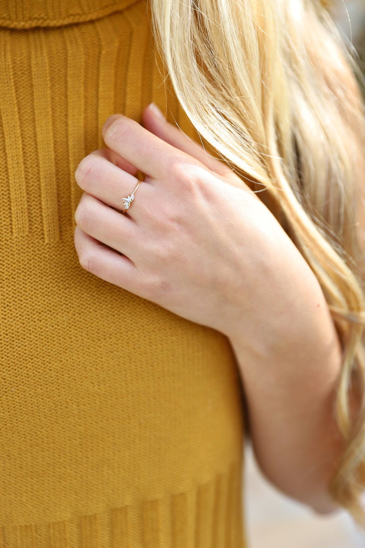 Sterling Silver Petite Marquise Cluster Ring