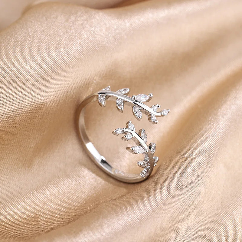 Sterling Silver Adjustable Leaf Ring